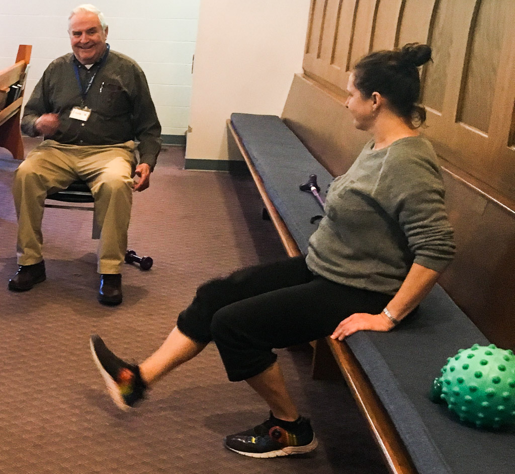 Alexis leading seated-exercise glass