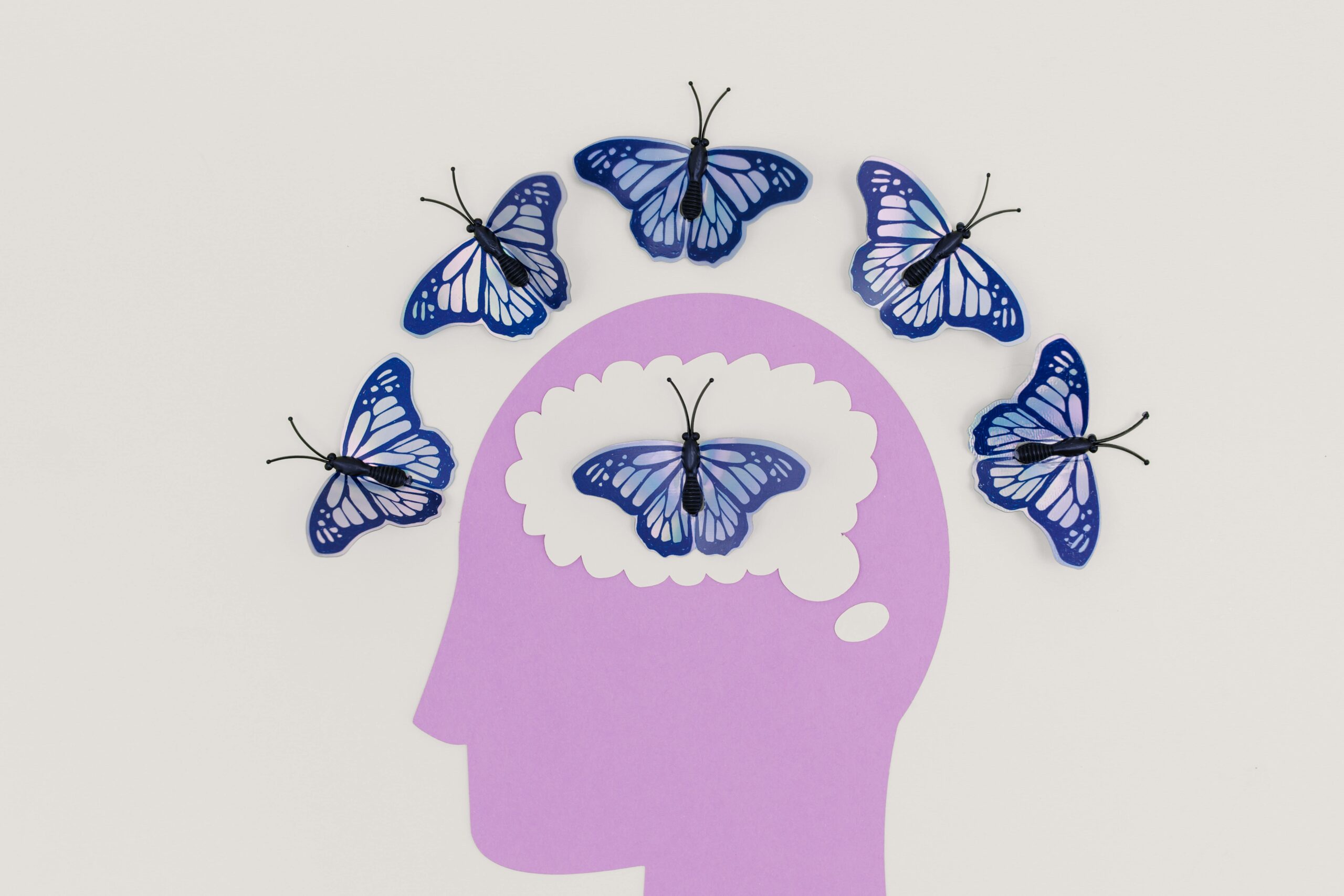 music-brain music in brain shown by butterflies