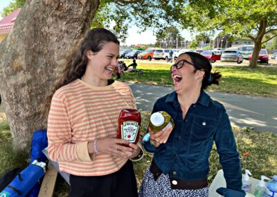 Speech therapist Leah Sturgis and music therapist Shannon Perkins-Carr share a laugh!!