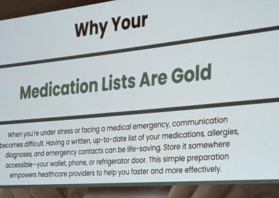 A slide saying "Medication Lists Are Gold."